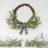 Northlight Plaid Bow and Winter Foliage Artificial Christmas Twig Wreath - 23-inch, Unlit - 2 of 4