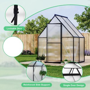6 ft x 4 ft Aluminum Outdoor Walk-in Greenhouse with Weather Resistant, Corrosion Resistant, Lightweight Durables for Garden Backyard, Patio - 1 of 4