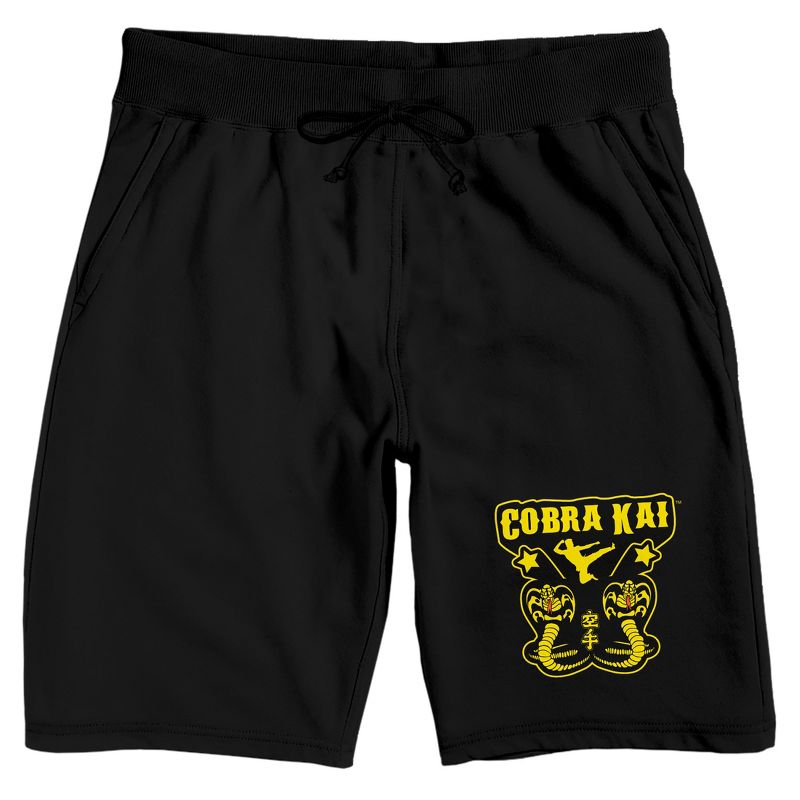Cobra Kai Logo With Two Snakes and a Star Men's Black Sleep Shorts, 1 of 4