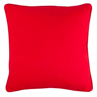Holiday Poinsettia Beige and Red Square Pillow