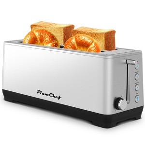 SEVOBAL Toasters 4-Slice Extra Wide Long Slot Toaster Stainless Steel with Warming Rack, Removable Crumb Tray, Silver, 14.5"*6"*7.5" - 1 of 4