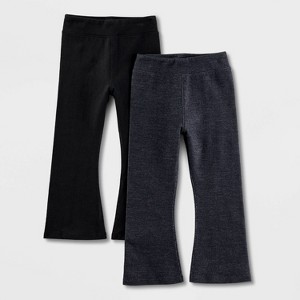 Toddler Girls' Adaptive 2pk Flare Leggings - Cat & Jack™ Black/Faux Denim - 1 of 3