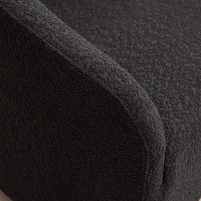 Dark Gray Boucle Upholstered Swivel Barrel Accent Chair