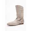 Selora - Beige Suede Leather Buckle Western Boot (Women) beige suede 7 Forever & Always Shoes US - 4 of 4