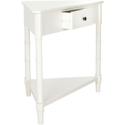 White Triangular Wood Corner Desk with Storage