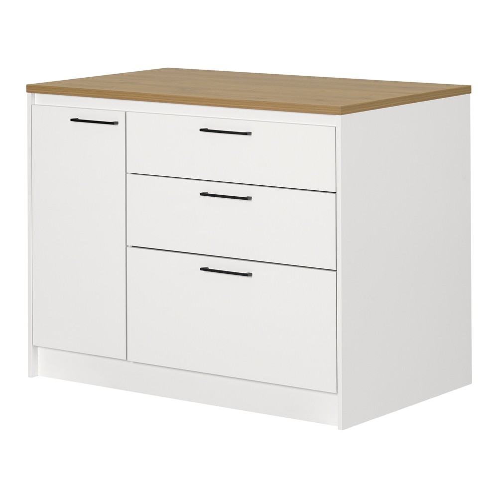 South Shore Myro Kitchen Island White & Maple Nutmeg