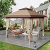 Outdoor Folding Gazebo, Mobile Tent with Mosquito Net, Assembled Pop Up Tent, for Outdoor Camping Barbecue Yard Party, 11 FT x 11 FT - 2 of 4