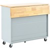 Kitchen Island, with Drop Leaf Kitchen Cart On Wheels, with Large Kitchen Island Cart with 2 Cabinet and 1 Open Shelf - 3 of 4