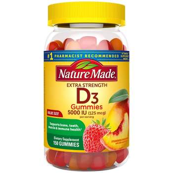 Nature Made Extra Strength Vitamin D3 5000 IU (125 mcg) Bone Health & Immune Support Vitamin Gummies - 150ct