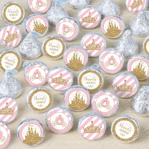 Big Dot of Happiness Little Princess Crown - Pink and Gold Baby Shower or Birthday Party Small Round Candy Stickers - Party Favor Labels - 324 Count - 1 of 4