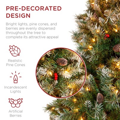 7.5ft Pre-Lit White Flocked Pine Christmas Tree with Lights