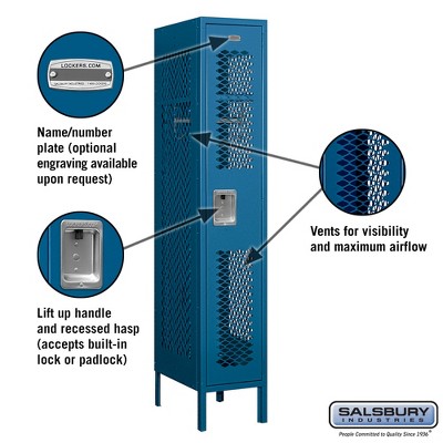 Deep Blue 66" Freestanding Steel Vented Locker