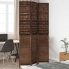 vidaXL Dark Brown Room Divider - 3 Panel Privacy Screen - Solid Paulownia and Bamboo Wood - Burnt Finish for Bedroom, Living Room, Office - Indoor Use - 2 of 4