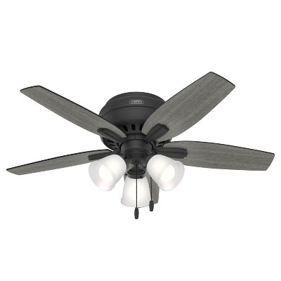 42" Matte Black Low Profile Ceiling Fan with LED Light