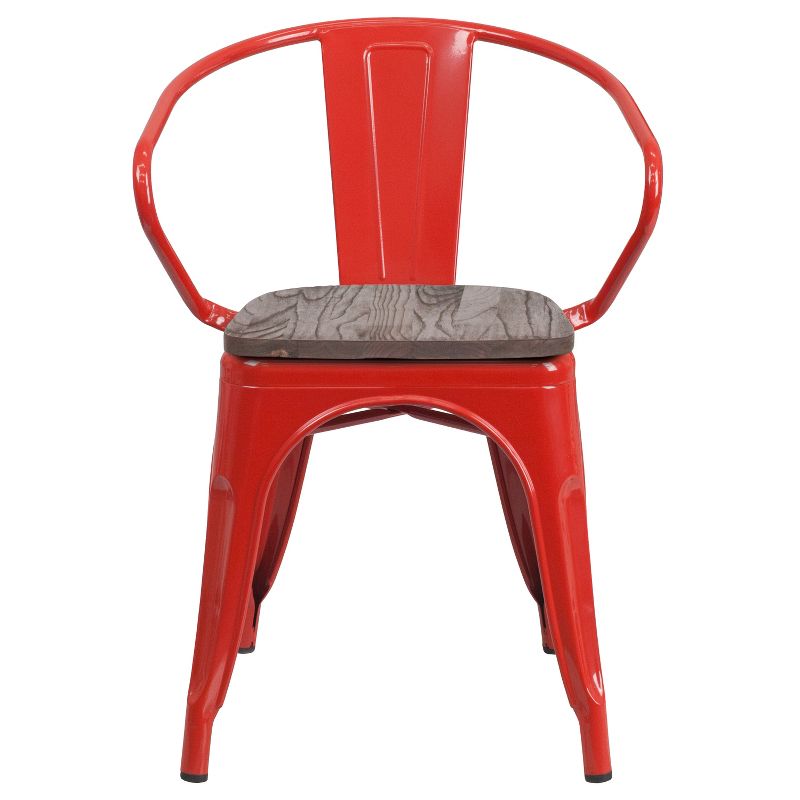 Flash Furniture Metal Chair with Wood Seat and Arms, 5 of 6