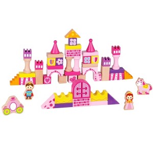 Toysters 50-Piece Wooden Princess Castle Building Blocks Game Set Interactive STEM Educational Toy for Fine Motor Engineering Skills & Shape Sorting - 1 of 3