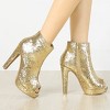 Allegra K Women's Glitter Platform Chunky Heeled Open Toe Ankle Boots - 2 of 4