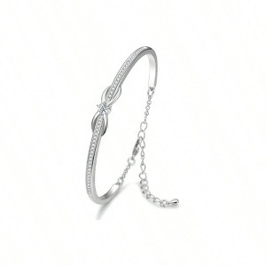 White Gold Plated Bracelet with 5A Cubic Zirconia - Women's Jewelry for Mother's Day, Valentine's Day, Christmas Gifts - 1 of 4