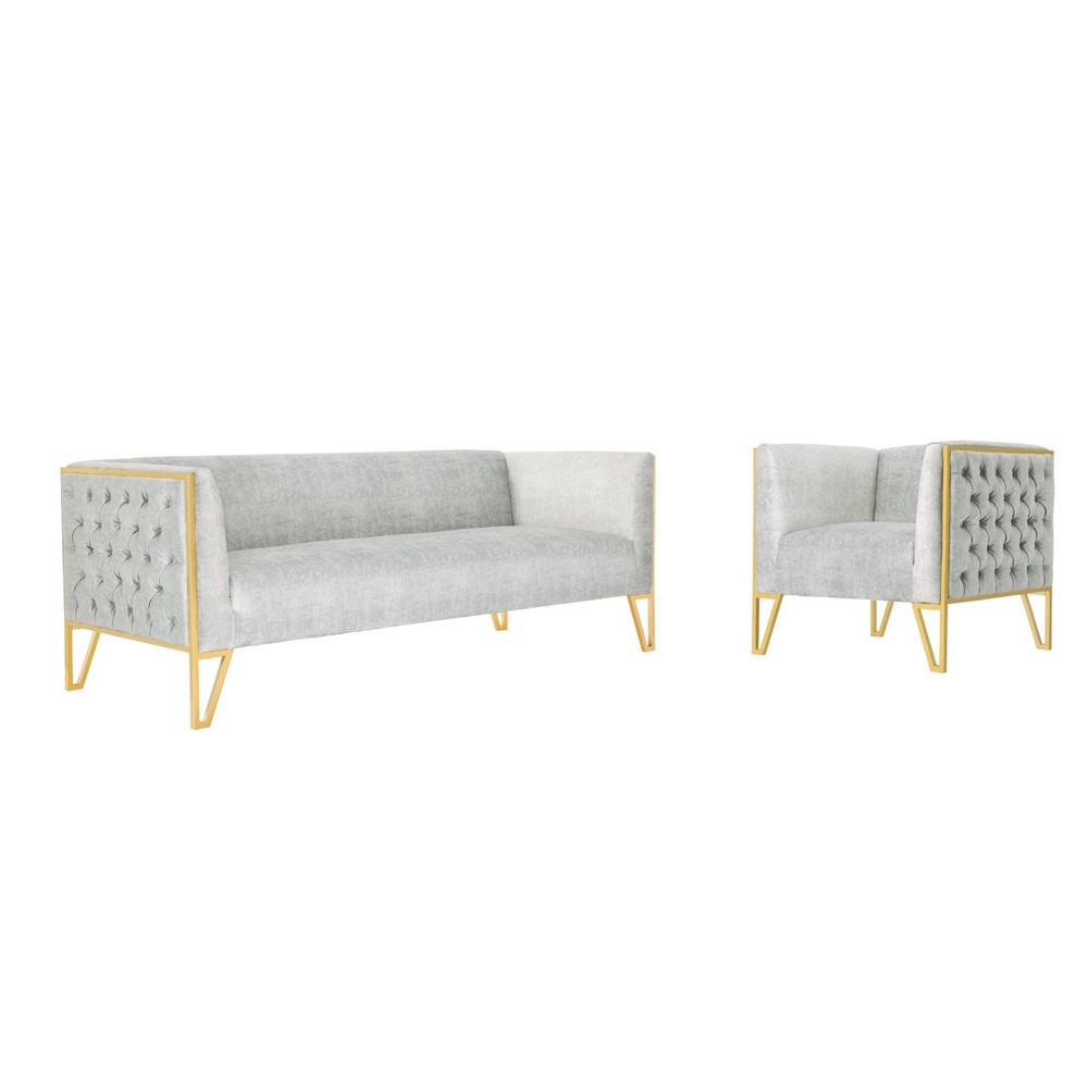 Photos - Storage Combination 2pc Vector Sofa and Armchair Set Gray - Manhattan Comfort