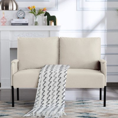 DOMETOUR 45.7" Loveseat Couch for Living Room Bedroom Apartment, Metal Frame Futon Loveseat  Sofa