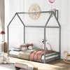 CAVINAS Twin/Full Size Wooden House-Shaped Bed Frame,Cute Floor Bed for Kids Room,Bedroom - 2 of 4