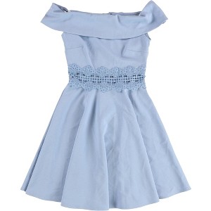 Bee Darlin Womens Crochet Trim Fit & Flare Dress, Blue, 7/8 - 1 of 2