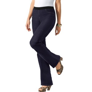 Roaman's Women's Plus Size Invisible Stretch All Day Bootcut Jean - 1 of 4