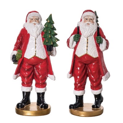 Transpac Resin Traditional Santa Figurine Set of 2 Christmas Home Decorations