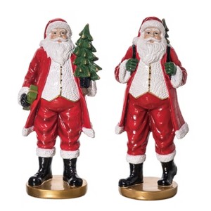 Transpac Resin Traditional Santa Figurine Set of 2 Christmas Home Decorations - 1 of 1