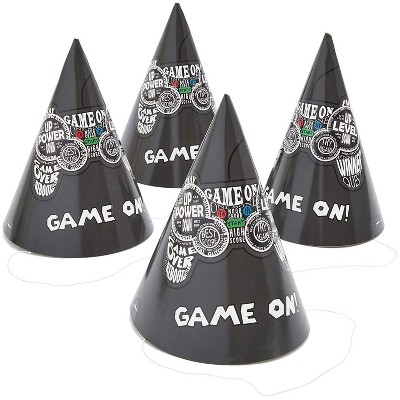 Blue Panda 24-Pack Black Video Game Theme Birthday Party Paper Cone Hats Kids Party Favors