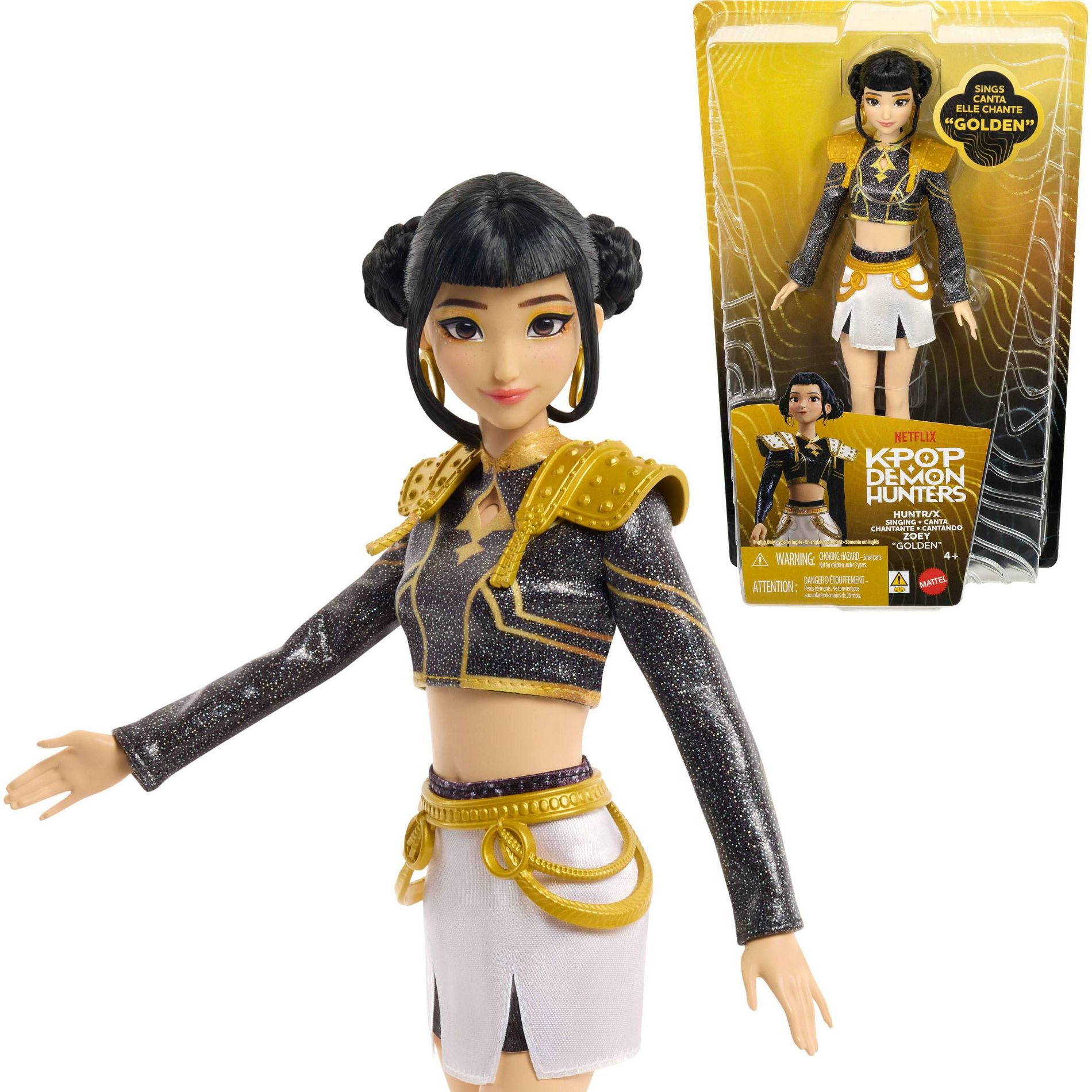 KPop Demon Hunters HUNTR/X Zoey Golden Singing Doll in Removable Outfit and 5 Posable Joints