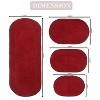 Double Ruffle Bathroom Rugs Set, Washable Rug, Extra Soft and Absorbent bath Rug, Kitchen Mat, Bath Mat Set,Non-Slip, 4 Pcs Set with Runner, Red - 3 of 4