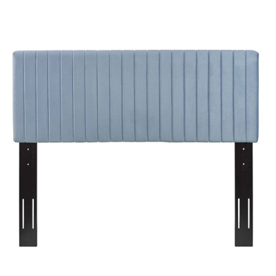 Light Blue Velvet Upholstered Full/Queen Tufted Headboard