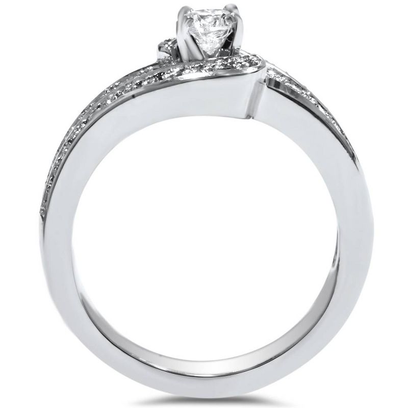 Pompeii3 3/4ct Diamond Pave Twist Round Engagement Ring 14K White Gold, 2 of 5