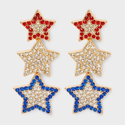 SUGARFIX by BaubleBar Star Spangled Drop Statement Earrings - Gold/White
