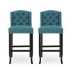 31 Inch Bar Stools Set Of 2,Fabric Upholstered Kitchen Chairs With Tufted Wingback,Armless Living Room Chairs,Rubberwood Dining Bar-Cuddlewood - 3 of 4