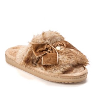 Dearfoams Women's Bianca Pile Slide Slipper with Bow - 1 of 4
