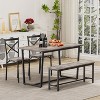 NicBex 4/6-Piece Industrial Style Dining Table Set & Backrest Chairs for Kitchen,Restaurant,Modern Dinette Set with Metal Frame Bench - 2 of 4