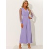 Allegra K Women's Elegant V Neck Mesh Long Sleeve Loose Wide Leg Party Jumpsuits - 3 of 4
