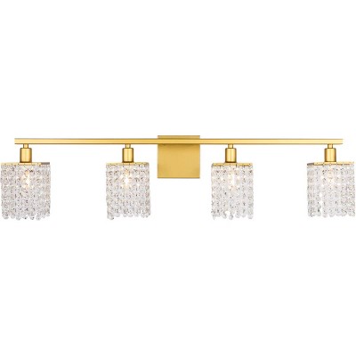 Elegant Lighting Phineas 4 light Brass and Clear Crystals wall sconce