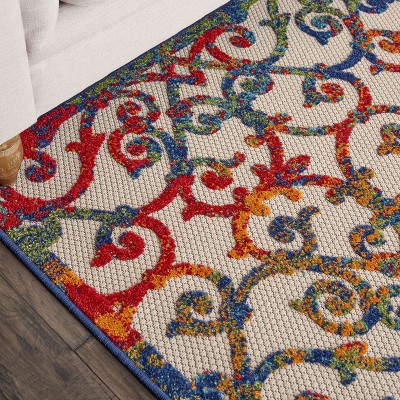 Multicolor Round Synthetic Flat Woven Handmade Rug