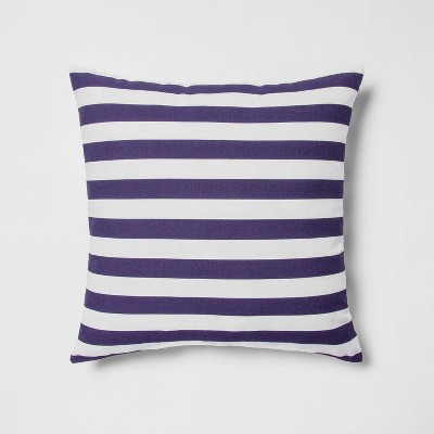 Indoor/Outdoor Striped Square Throw Pillow Navy/White - Sun Squad™