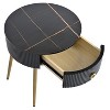 CAVINAS Coffee Tables for Living Room Φ19.6" Round Coffee Table Set of 2 Fluted 2 Side Table Set with Drawers, Black+Gold - 4 of 4