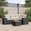 vidaXL Patio Sofa Set with Cushions Outdoor Furniture 5 Piece Poly Rattan - Black and Cream - 2 of 4