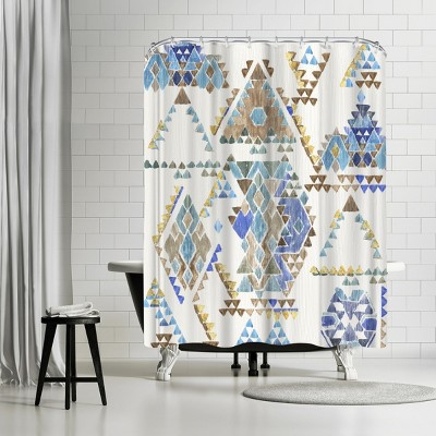 Americanflat Blue Aztec by Pi Creative Art 71" x 74" Shower Curtain