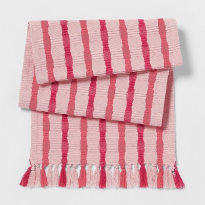 72" x 14" Cotton Striped Table Runner Pink - Threshold™