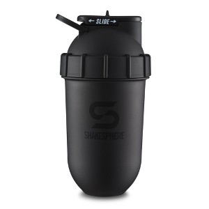 SHAKESPHERE Tumbler Original: Protein Shaker Bottle and Smoothie Cup, 24 oz - Bladeless Blender Cup, No Blending Ball - Matte Black - Black Logo - 1 of 4