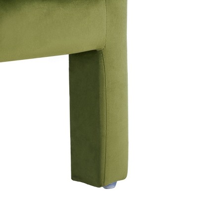 Olive Green Velvet and Wood Accent Chair