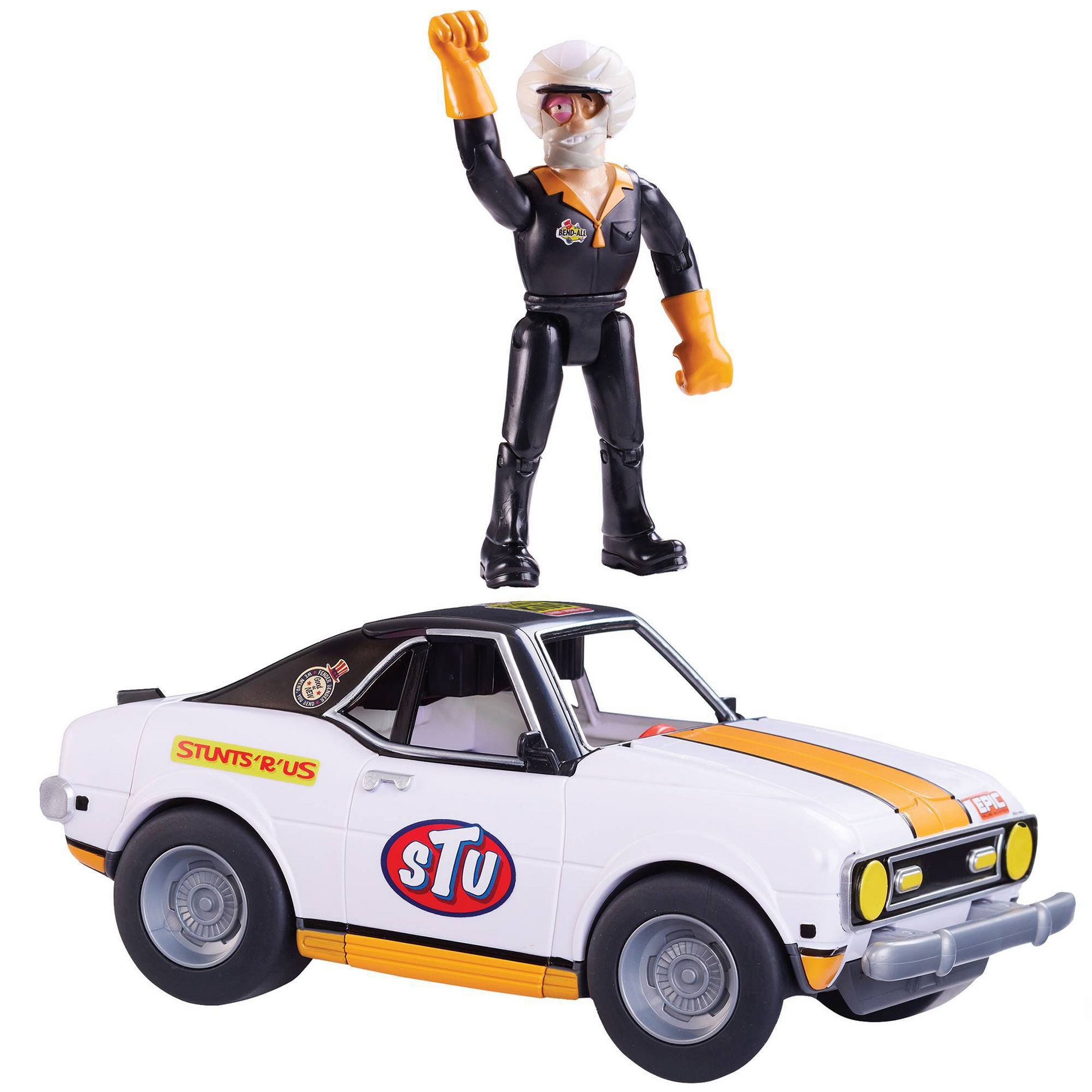 Stuntman Stu Race Ace Stunt Car Break Apart Stunt Set with Action Figure, Pop-Off Parts and Crash Crates