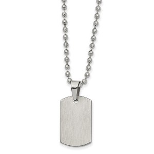 Chisel Stainless Steel Brushed and Polished Reversible Dog Tag on a 22" Ball Chain Necklace - 1 of 3
